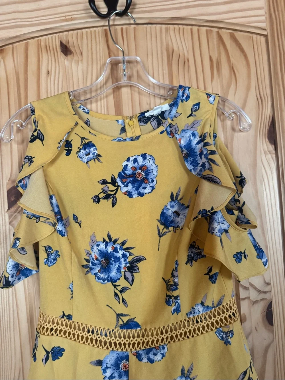 Romper Flutter Sleeves Crochet Waist